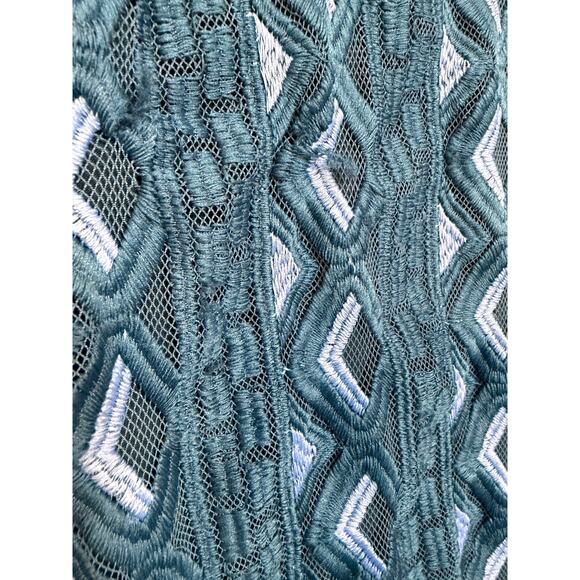 By Anthropologie Sz 10 Pencil Skirt Blue Woven Boho Chic Midi - Picture 7 of 8